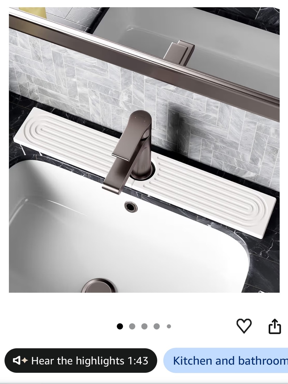 Amazon White Faucet Splash Tray for Sink